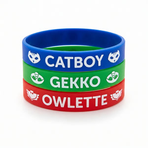 PJ Masks Rubber Bracelets - Catboy, Owlette, & Gekko, 6 Pack