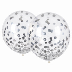 Silver Confetti Latex Balloons, 24-Inch, Pack of 2