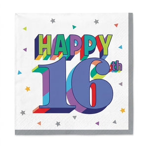 Cheers to Your 16th Birthday Beverage Napkins - 16 Pack - 5 In. X 5 In.