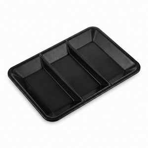 Black Plastic Compartment Serving Tray - 9.5" x 14.25"