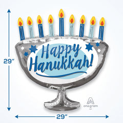 Happy Hanukkah Menorah Foil Super Shape Balloon