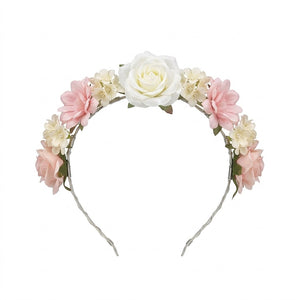 Pink and White Flower Girl Head Wreath for Weddings