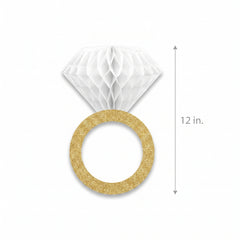 Glitter Gold Diamond Ring Hanging Decorations, 12-Inch, 3-Pack