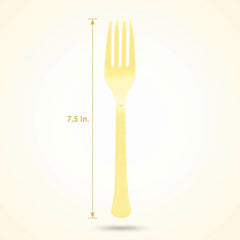 Heavy-Duty Light Yellow Plastic Fork - 7.5 in.