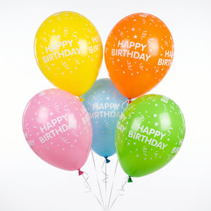 Vibrant Confetti Birthday Latex Balloons, 12-Inch, 20-Pack