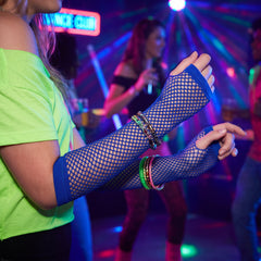 Royal Blue Long Fishnet Fingerless Gloves for Adults