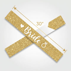 Elegant Bride Gold Glitter Sash for Weddings and Bachelorette Parties
