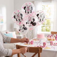 Minnie Mouse Confetti Latex Balloons - 12in, 6 Pack