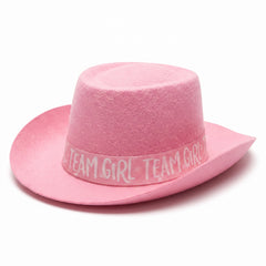 "Team Girl" Gender Reveal Felt Hat - Pink Wearable Baby Shower Accessory