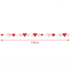 Valentine's Day Heart Garland Decoration, 12-ft