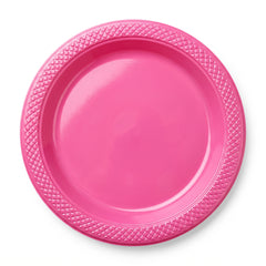 Bright Pink 7" Round Plastic Plates - 50 Pack