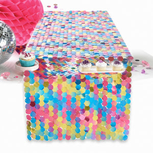 Sparkling Sequin Table Runner - Multicolored, Reusable, 13" x 6'