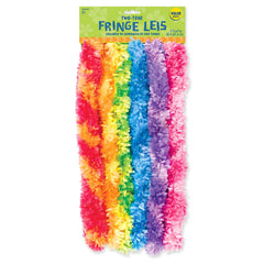 Colorful Two-Tone Fringe Lei Set, 6-Pack