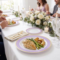 Lavender Border Premium Plastic Plates