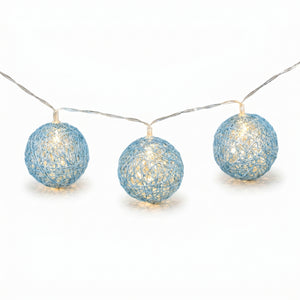 Blue Woven Ball LED String Lights, 5-ft, Battery Operated