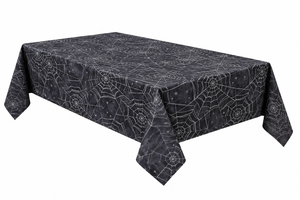 Spooky Spider Web Flannel-Backed Halloween Table Cover
