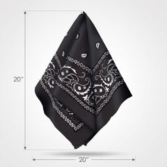 Classic Black Paisley Bandana - Versatile Wearable Accessory