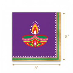 Diwali Rangoli Dream Beverage Napkins - 16 Pack - 5 In. X 5 In.