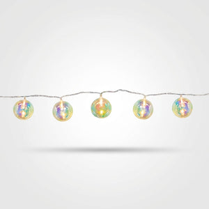 Iridescent Globe LED String Lights - 10 Battery-Powered Lights