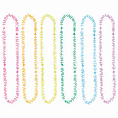 "Happy New Year" Glow-in-the-Dark Necklace Set - Multi-Colored, 6-Pack