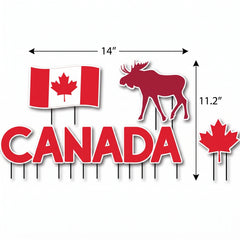 Canada Day Yard Sign Set - 9-Piece Patriotic Lawn Decorations