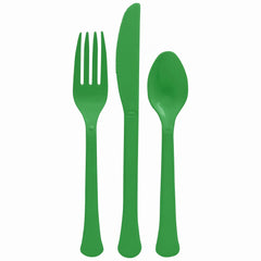 Green Heavyweight Plastic Cutlery Set - 7.5 in. - 24 Count