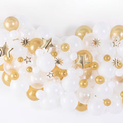 Elegant White and Gold Star Balloon Decor Kit
