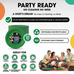 9 In. Emerald Green Paper Plates | 100 Count