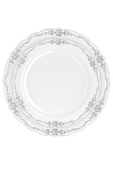 9 In. Gray / Silver Victorian Design Plates | 20 Count