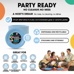 9 In. Light Blue Paper Plates | 100 Count