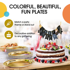 9 In. Reflective Gold Paper Plates | Case of 1000