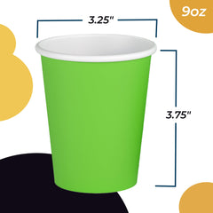 9 Oz. Lime Green Paper Cups | 100 Count