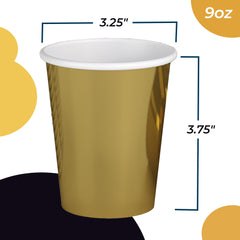 9 Oz. Metallic Gold Paper Cups | Case of 1000