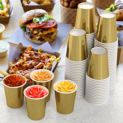 9 Oz. Metallic Gold Paper Cups | Case of 1000