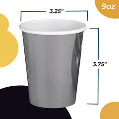 9 Oz. Metallic Silver Paper Cups | Case of 1000
