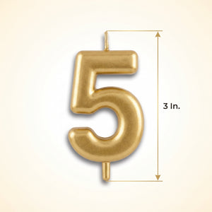 Gold Metallic Number 5 Birthday Candle