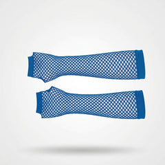 Royal Blue Long Fishnet Fingerless Gloves for Adults