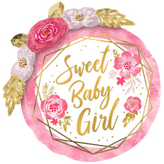 Sweet Baby Girl Floral Geo Deluxe Foil Balloon