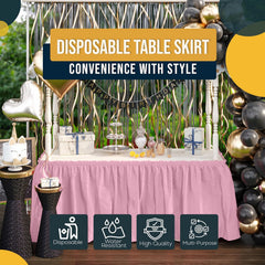 Pink Plastic Table Skirt | 6 Pack - 168 in. x 29 in.