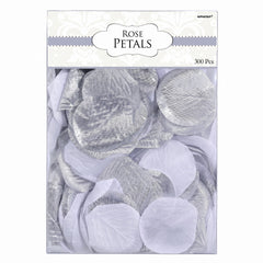 Elegant Silver Fabric Rose Petal Decorations - 300 Pack