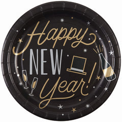 Festive 9" New Year's Eve Paper Plates