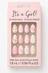 "It's a Girl" Baby Shower Faux Nails Set