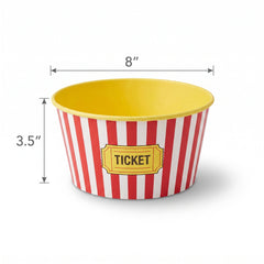 Movie Night Popcorn Paper Bowls, 8-Inch, Red and White Stripes, 3-Pack