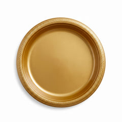 Gold 7" Round Plastic Plates - Pack of 50