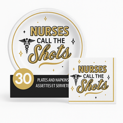 "Nurses Call the Shots" Graduation Party Plate & Napkin Set - 30 Pack