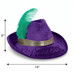 Mardi Gras Feather Fedora Hat