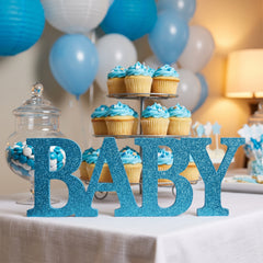 Glitter Blue Baby Stand Sign for Baby Shower Decoration