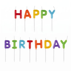 Multi-Coloured "Happy Birthday" Letter Candle Picks