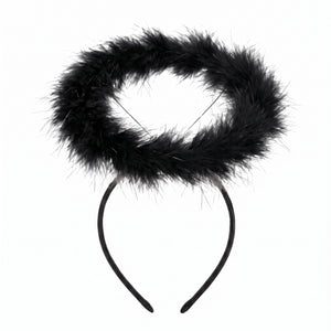 Black Marabou Halo Headband - Dark Angel Halloween Accessory