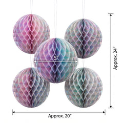 Iridescent Luminous Mini Honeycomb Hanging Decorations, 5-Inch, 5-Pack
